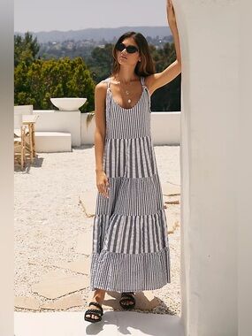 Anthropologie Amadi Scoop Neck Tiered Maxi Dress